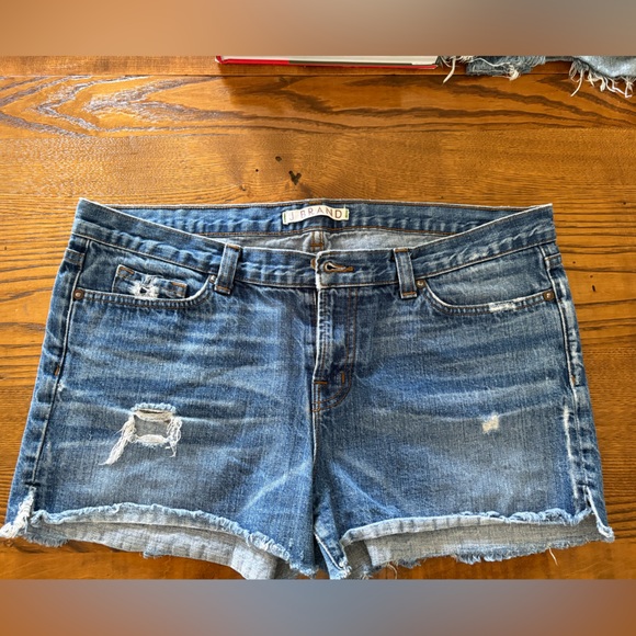 J Brand Blue Distressed Jean Shorts - Picture 1 of 3